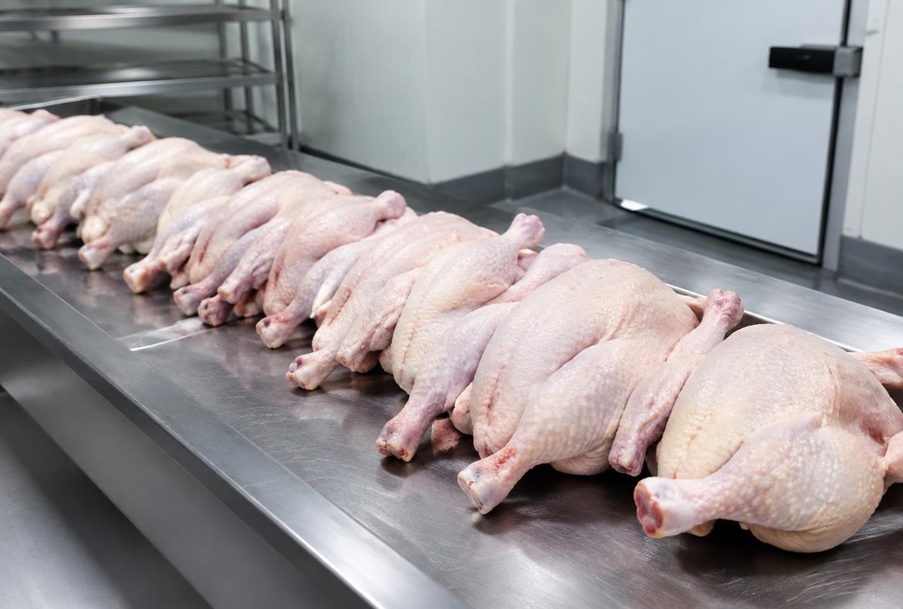 Dressed chickens ready for chilling